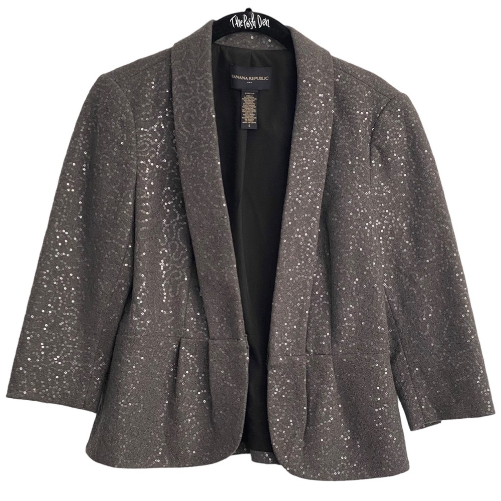 Banana Republic Sequin Blazer Gray 4